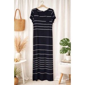 Old Navy Long Striped Maxi Dress Wtih Side Slit Medium